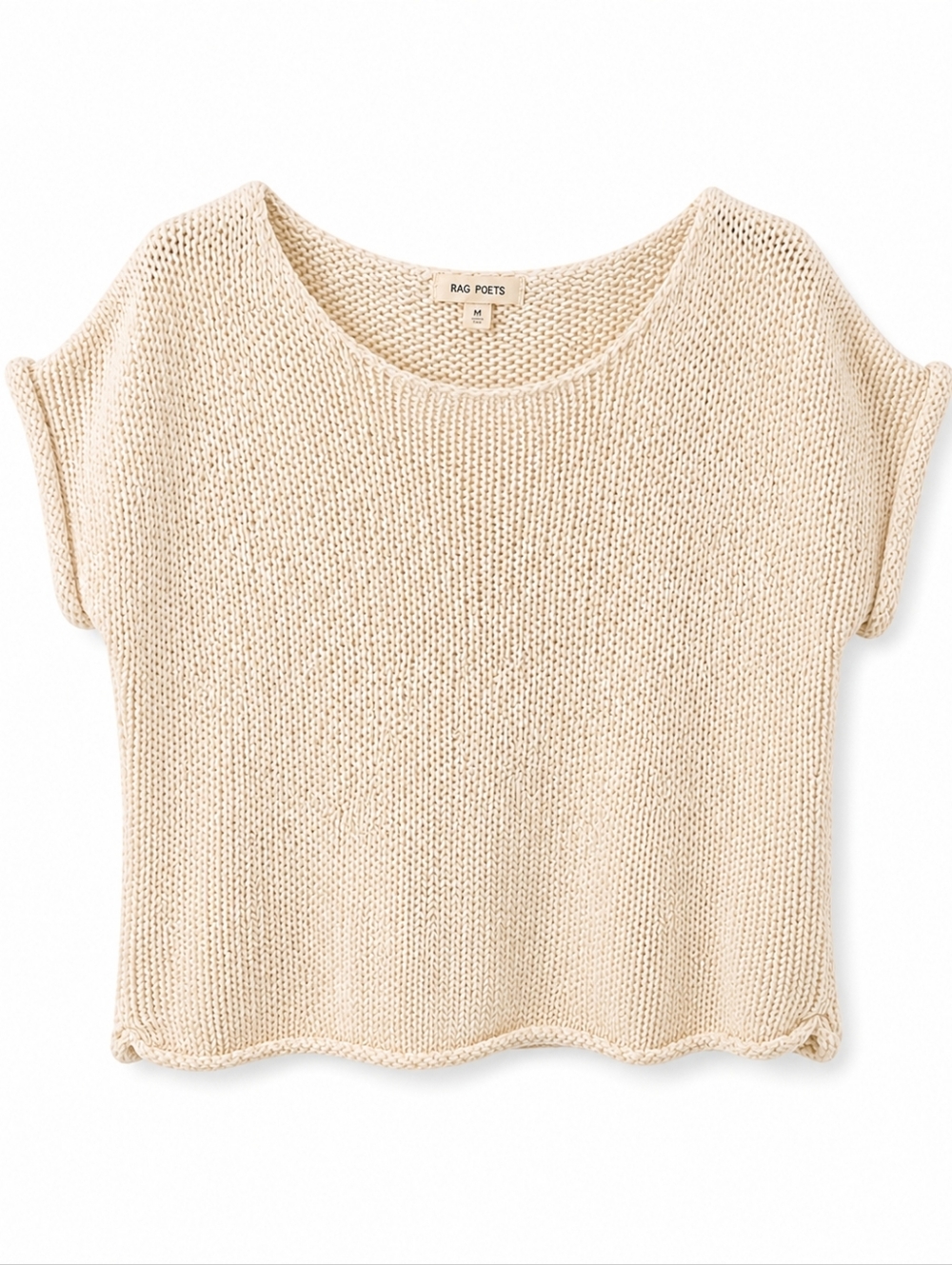 Rag Poets Cream Fontelina Sweater, M, Coastal, Boho, Knit, Cotton